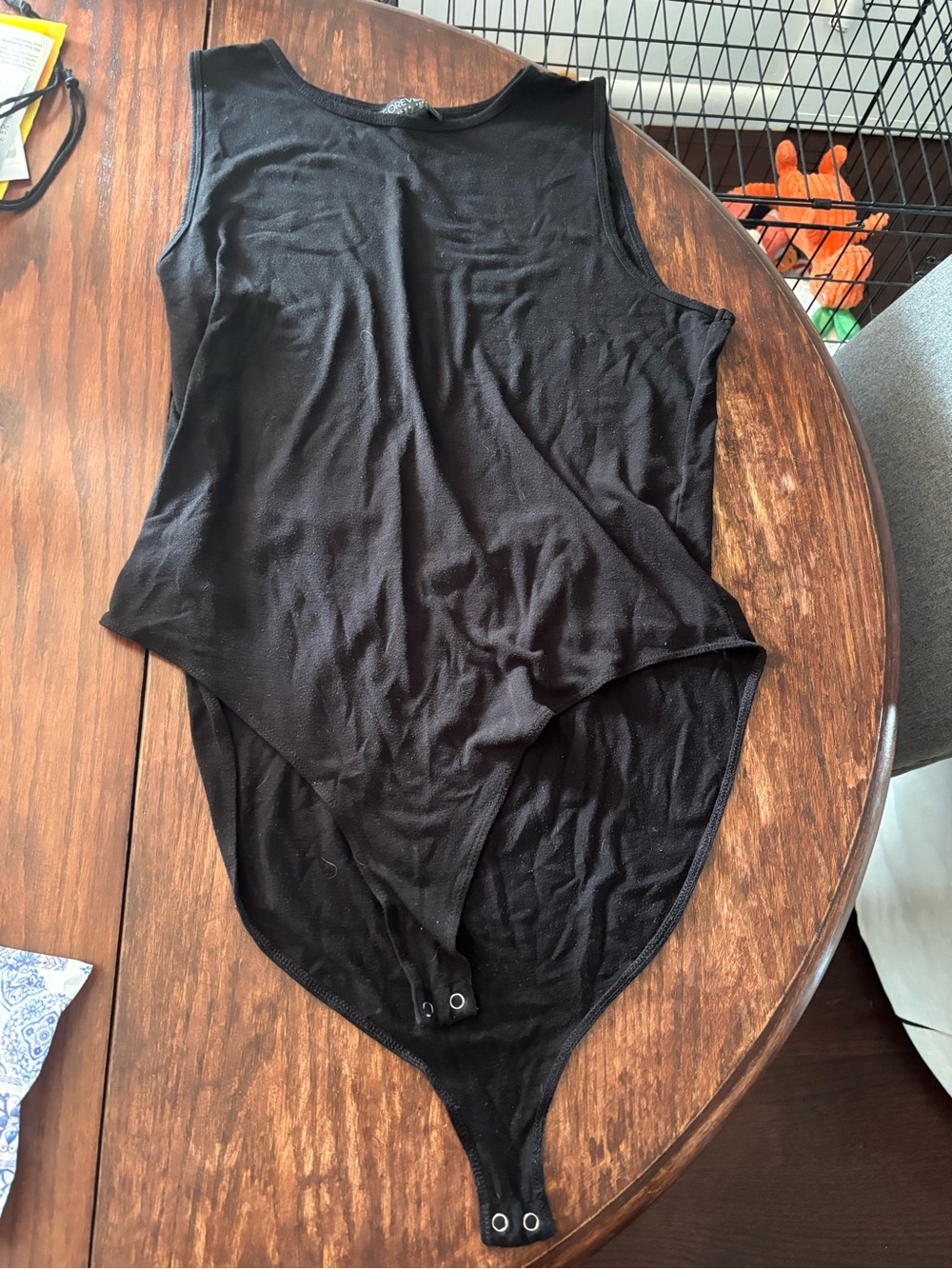 Forever 21 Black Sleeveless Snap-Front Bodysuit